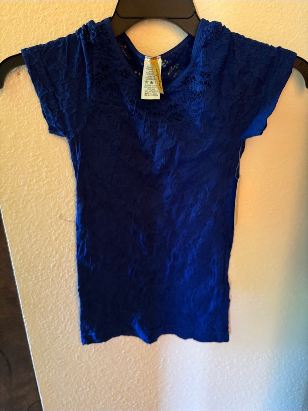Royal Blue Lace Short Sleeve Top